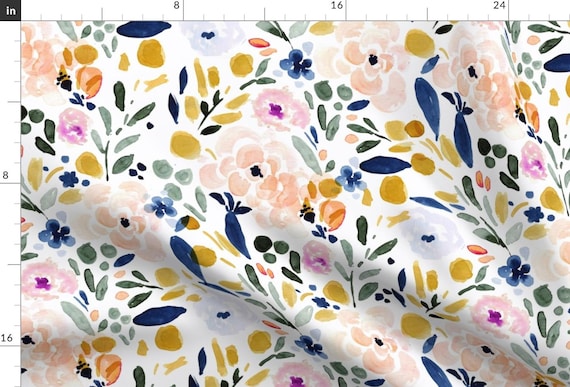 Pastel Floral Apparel Fabric - Sierra-floral by crystal_walen - Watercolor Nursery Spring Bohemian Boho Chic Clothing Fabric by Spoonflower