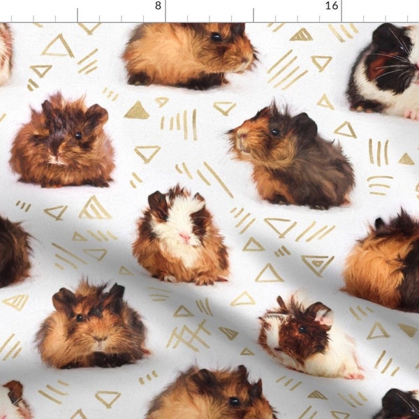 Guinea Pigs And Lines Fabric - The Essential Guinea Pig By Micklyn -  Meerschweinchen Triangles Cotton Fabric By The Yard With Spoonflower