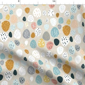 Eggs Fabric - Eggs (Fawn) By Nouveau Bohemian - Eggs Speckled Colorful Spring Birds Easter Modern Cotton Fabric By The Yard With Spoonflower