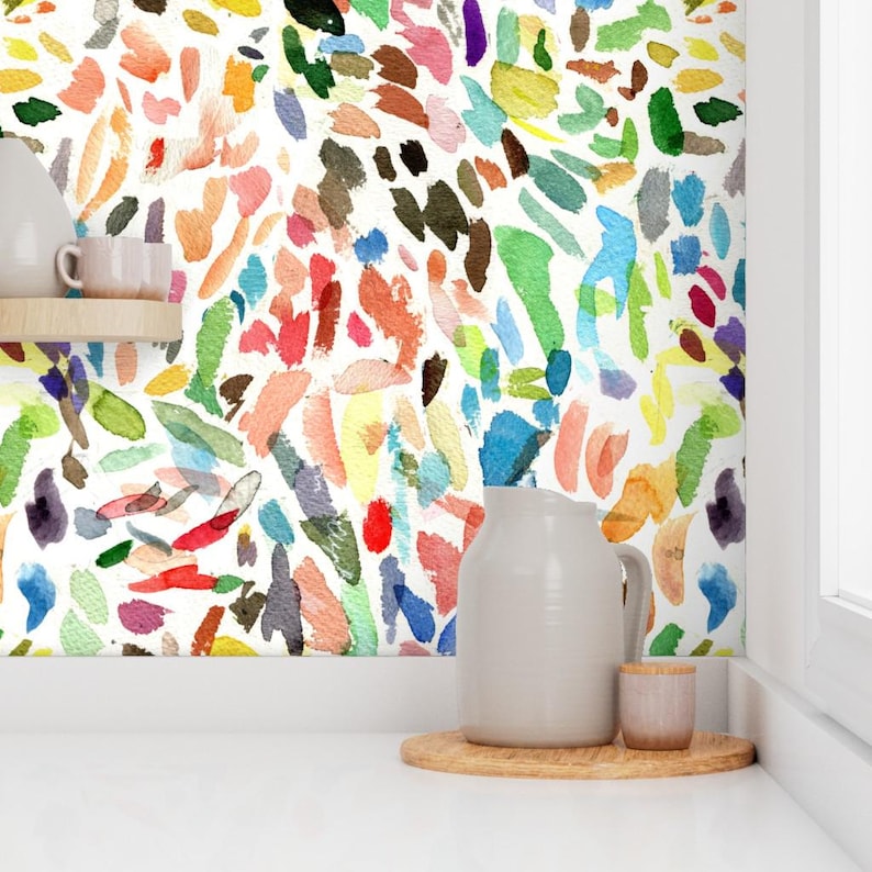Watercolor Stokes Wallpaper - Test Strokes Large By Elizabeth Baddeley- Custom Printed Removable Self Adhesive Wallpaper Roll by Spoonflower image 7