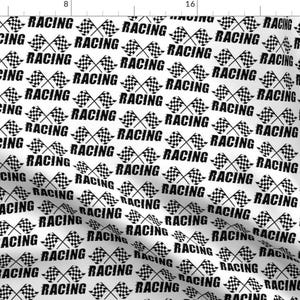 Racing Fabric - Racing Flag By Stofftoy - Goal Small Black White Motorsports Cars Motorbikes Cotton Fabric By The Yard With Spoonflower