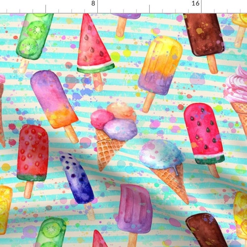 Vintage Ice Cream Cones Fabric by the Yard. Birthday Dessert - Etsy