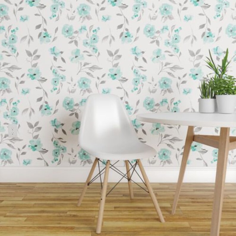 Floral Wallpaper Poppy Watercolor Floral By Sugarpinedesign Nursery Custom Printed Removable Self Adhesive Wallpaper Roll by Spoonflower