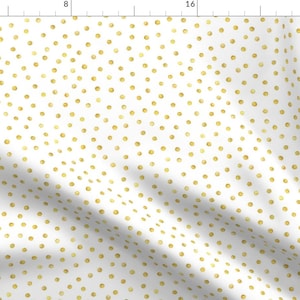 Faux Gold White Polka Dot Fabric - Polka Dot In Gold By Dinaramay - Polka Dot Cotton Fabric By The Yard With Spoonflower
