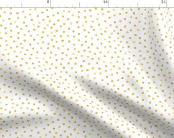Faux Gold White Polka Dot Fabric - Polka Dot In Gold By Dinaramay - Polka Dot Cotton Fabric By The Yard With Spoonflower