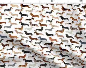 Dachshunds Fabric - Smooth Wire Haired Long Haired Dachshunds Dogs Pets By Petfriendly - Cotton Fabric By The Yard With Spoonflower