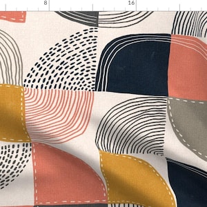 Boho Patchwork Fabric - Patchwork Shapes By Aaron Gallen - Modern Minimalist Mustard Blush Trendy Cotton Fabric By The Yard With Spoonflower