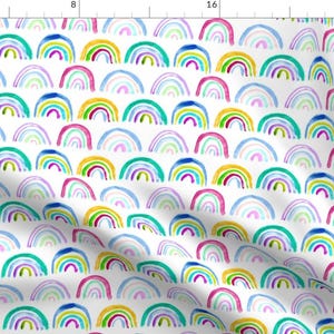 Watercolor Rainbow Fabric - Rainbow Gold And Mint || Watercolor By Katerinaizotova - Watercolor Cotton Fabric By The Yard With Spoonflower