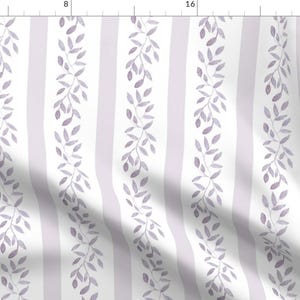 Vintage Floral Fabric - Purple Victorian Stripe by bluedaisystudio - Antique Stripe Purple White Cottage Fabric by the Yard by Spoonflower