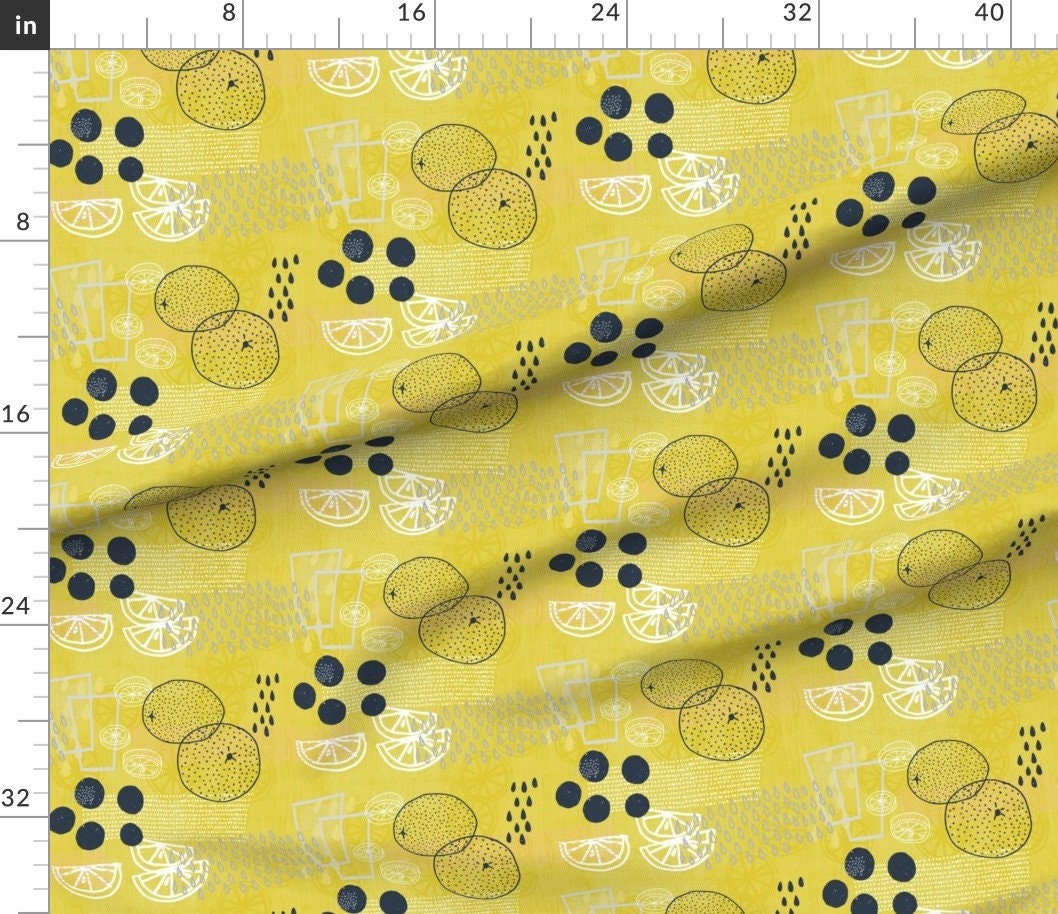 Lemonade Fabric Lemonade by Friztin Lemonade Lemons Dots - Etsy UK
