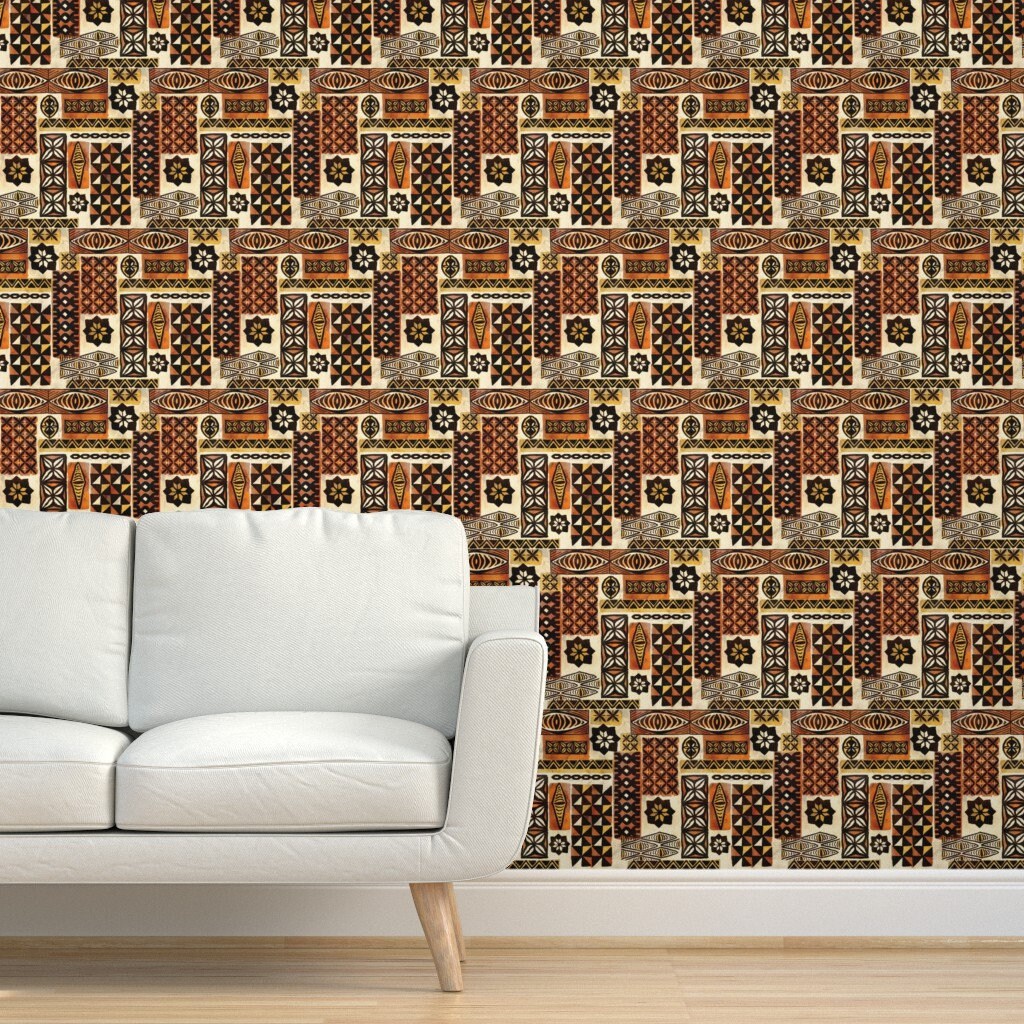 Hawaiian Tapa Wallpaper Mixed Tapa by Woodyworld Hawaiian | Etsy
