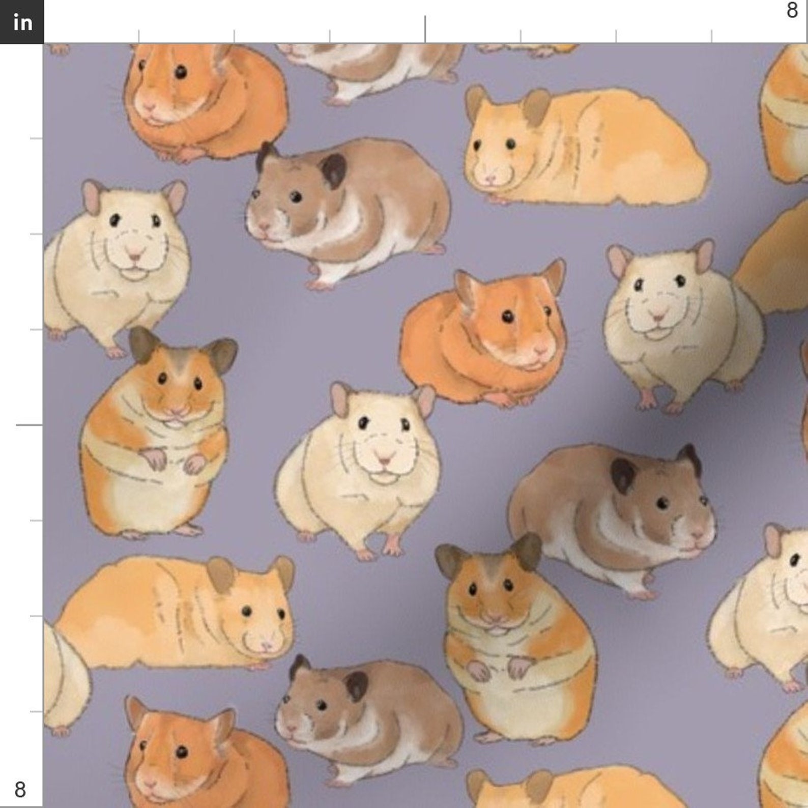 Hamsters on Purple Fabric Hamsters on Purple by Landpenguin Etsy