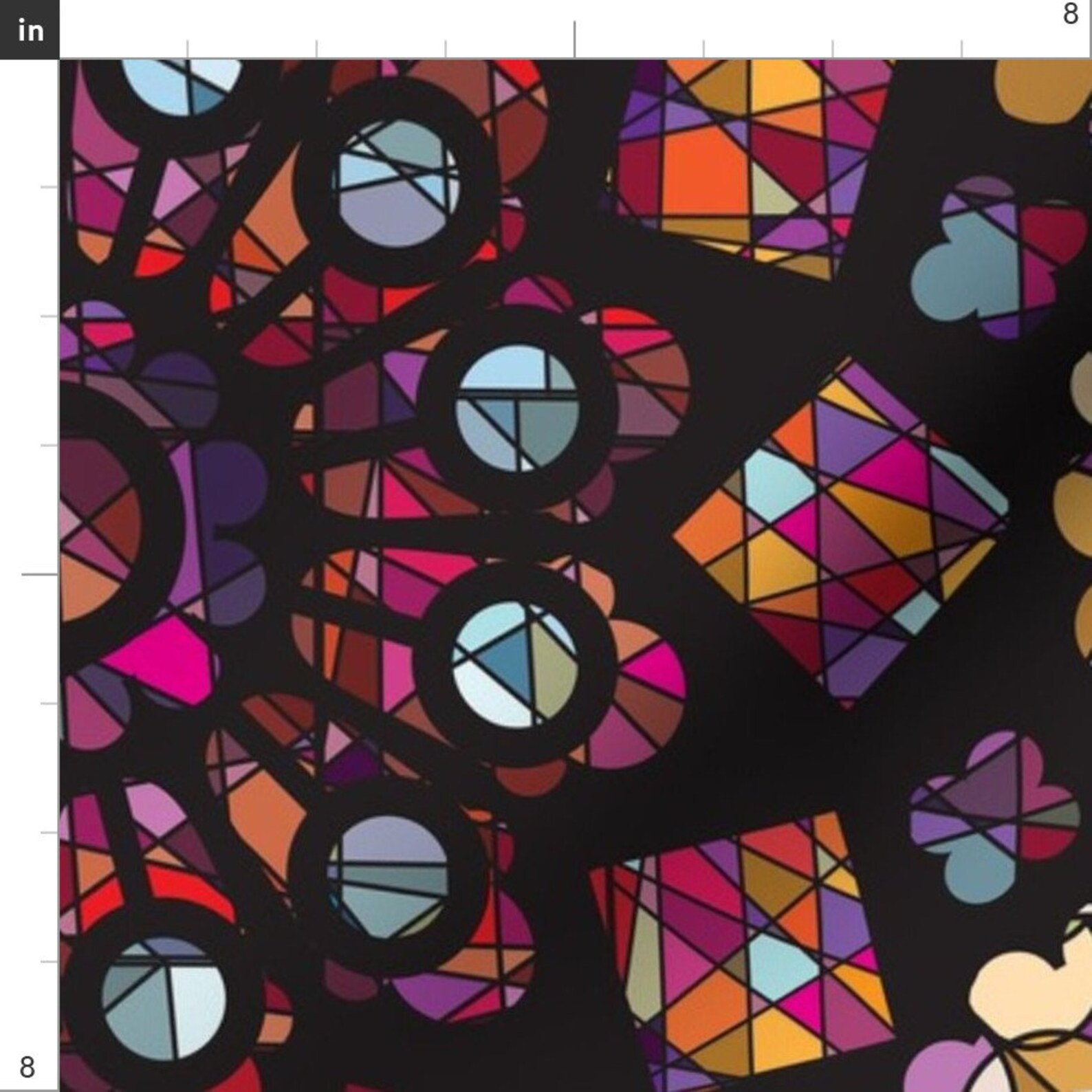 Colorful Stained Glass Fabric Stained Glass Rose large Etsy