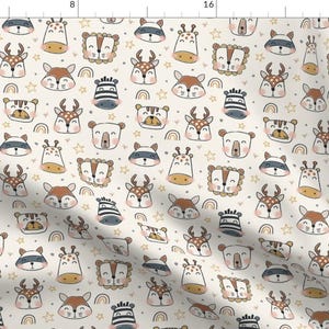 Baby Animal Fabric - Baby Animals by heatherdutton - Wild Free Bear Lion Zebra Giraffe Fox Tiger Boho Baby Fabric by the Yard by Spoonflower