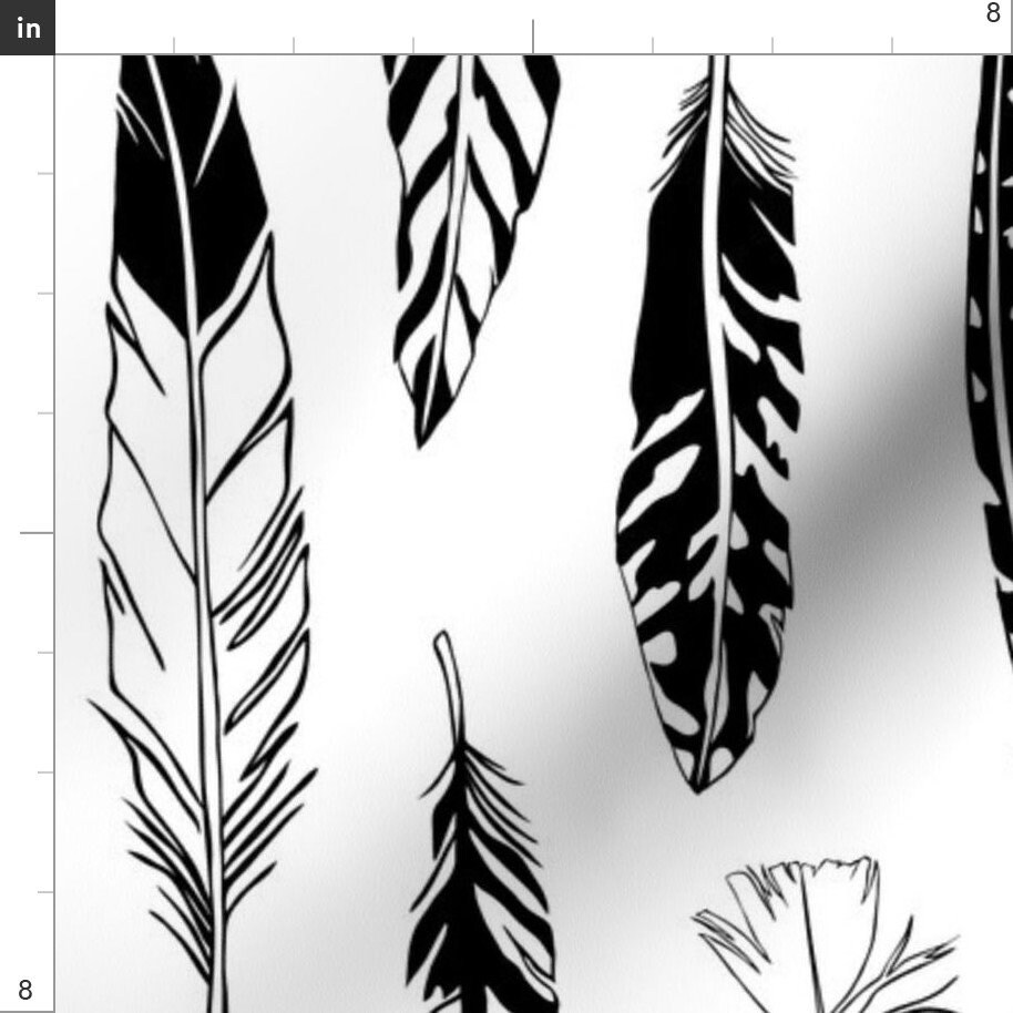 Black and White Feathers Fabric Feathers By Cherii Black Etsy.de