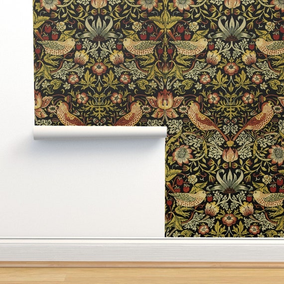 William Morris Wallpaper Strawberry Thief by - Etsy William Morris Wallpaper Strawberry Thief by - Etsy