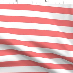 Coral And White Stripes Fabric - Wide Stripes Coral By Lifebymom - Coral White Stripes Geometric Cotton Fabric By The Yard With Spoonflower