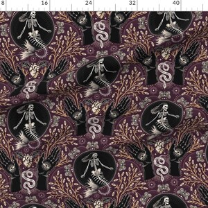 Mermaid Skeleton Fabric - Phantasmagoria by misentangledvision - Gothic Hands Eyes Scary Spooky Fabric by the Yard by Spoonflower image 2