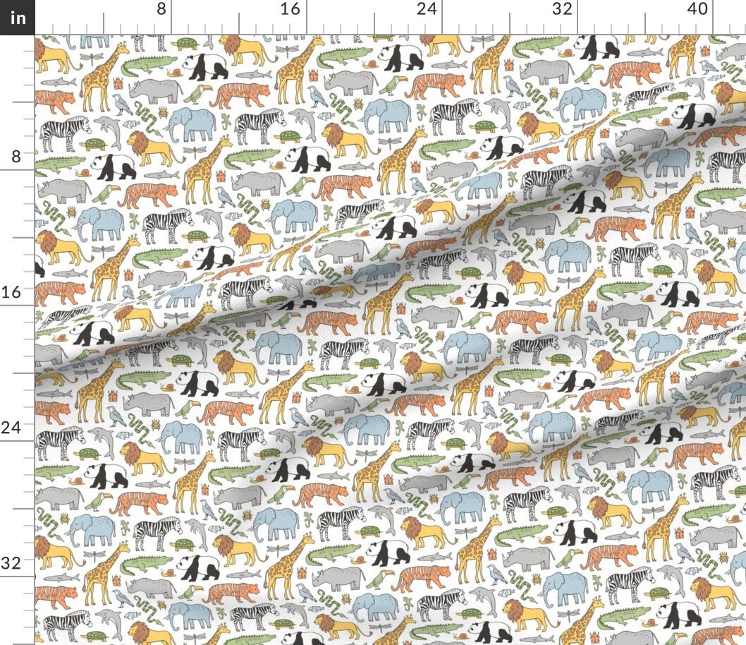 Zoo Animals Fabric Zoo Animals Panda Giraffe Lion Tiger Etsy