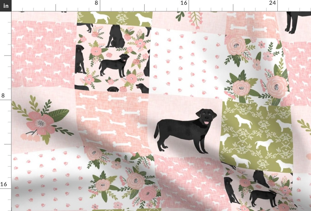 Labrador Retriever Dog Fabric - Black Lab D Dog Breed Quilt Pattern ...