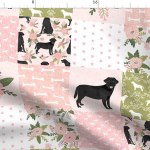 Labrador Retriever Dog Fabric - Black Lab D Dog Breed Quilt Pattern Wholecloth By Petfriendly - Cotton Fabric By The Yard With Spoonflower