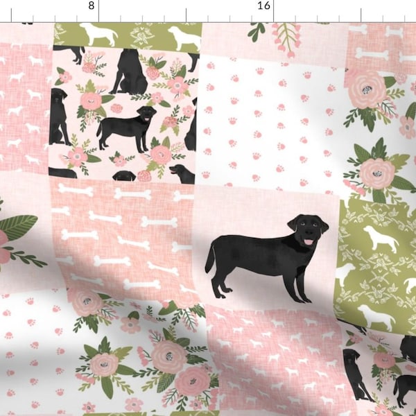 Labrador Retriever Dog Fabric - Black Lab D Dog Breed Quilt Pattern Wholecloth By Petfriendly - Cotton Fabric By The Yard With Spoonflower
