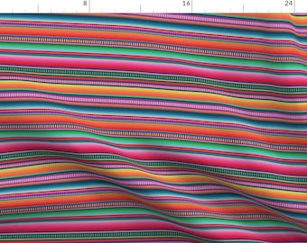 Serape Fabric - Mexican Stripe Horizontal By Anchored By Love - Tex Mex Mexican Cinco De Mayo Cotton Fabric By The Yard With Spoonflower