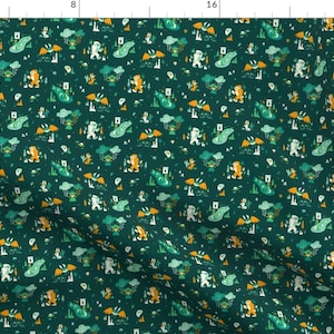 Little Cryptid Fabric - Cryptid Cuties Small Green By Therewillbecute - Cryptozoology Mask Scale Cotton Fabric By The Yard With Spoonflower