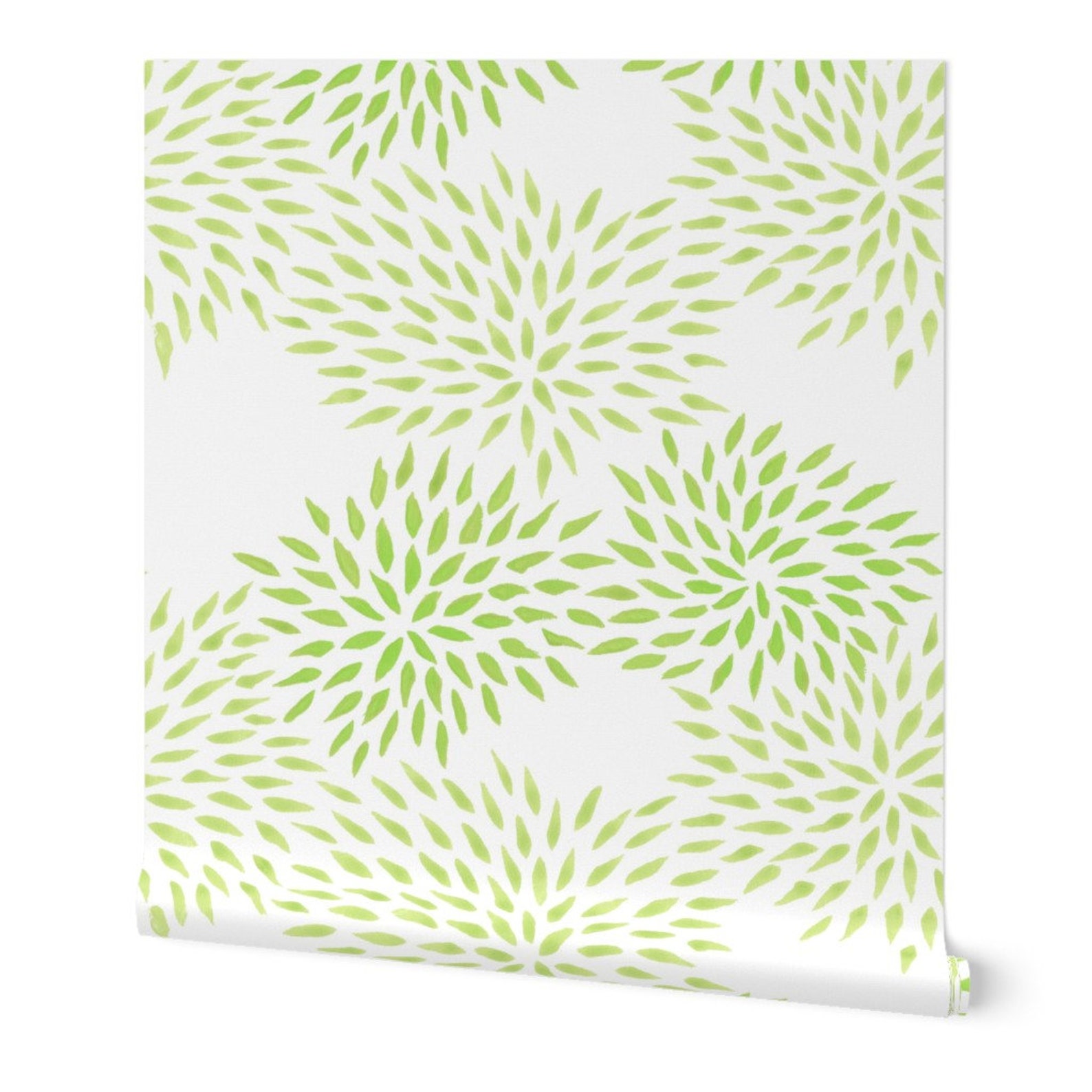 Green Mums Wallpaper Summer Abstract in Moss by Domesticate - Etsy