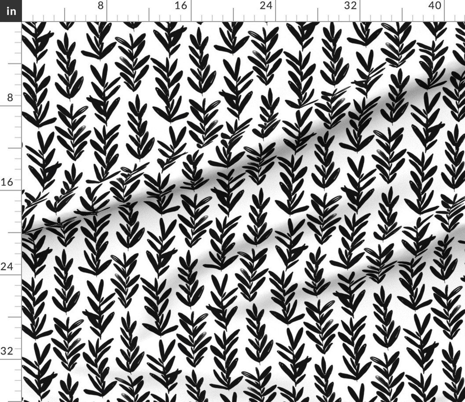 Black and White Sage Fabric Sage Black And White By | Etsy