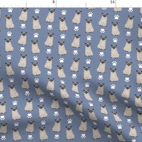 Siamese Cats Fabric - Siamese Cat Blue Cute Cats Kitten Kitty By Petfriendly - Cotton Fabric by the Yard with Spoonflower