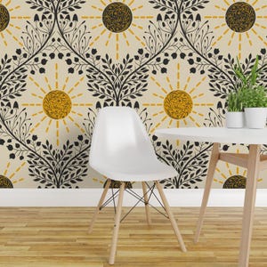 Bohemian Wallpaper - The Sun And Its Life Providing Energy By Denesannadesign - Floral Removable Self Adhesive Wallpaper Roll by Spoonflower