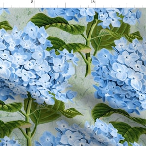 Hydrangea Fabric -Hydrangea On Skeleton Leaves By Linsart- Hydrangea Flowers Floral Blooms Spring Cotton Fabric By The Yard With Spoonflower