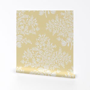 « Papier peint amovible blanc floral - Floral jaune crème - décoration murale art mural - jaune Charlotte Hawthorne » par danika_herrick