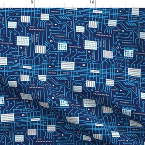 May include: A seamless pattern featuring a blue and white circuit board design. The pattern is perfect for adding a tech-inspired touch to any project.