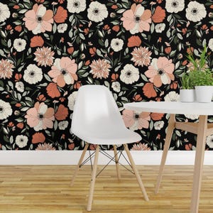 Floral Wallpaper - Poppy Peonies Dark by Indybloomdesign- Flowers Roses ...
