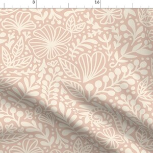 Neutral Botanicals Fabric - Botanical Neutral Tones By Bamokreativ - Spring Easter Flowers Baby Cotton Fabric By The Yard With Spoonflower