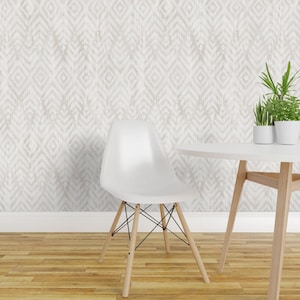 Boho Distressed Look Wallpaper - Rustic Geometric Ikat By Byre Wilde - Neutral Beige Removable Self Adhesive Wallpaper Roll by Spoonflower