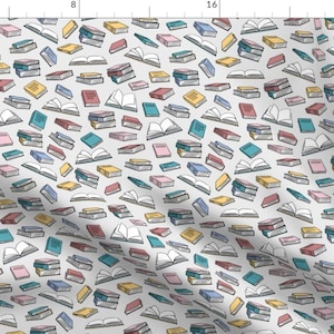 Book Worm Fabric - Books Reader Literature - Pastel On Cream By Littlearrowdesign - Book Cotton Fabric By The Yard With Spoonflower