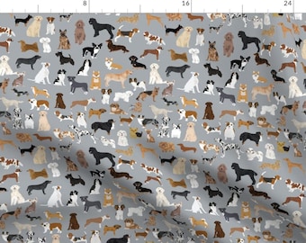 Dogs Gray Fabric -Cute Dog Design Best Dogs Grey By Petfriendly- Gray All Pets Dogs Home Decor Cotton Fabric By The Yard With Spoonflower