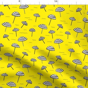 Umbrella Fabric -Day At The Beach Parasol Umbrella Sun Citrus Yellow By Littlesmilemakers- Summer Cotton Fabric By The Yard With Spoonflower
