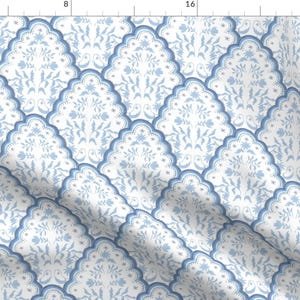 Paisley Fabric - Softened Blues Scalloped Paisley By Danika Herrick - Ornamental Scalloped Decorative Blue White Fabric With Spoonflower