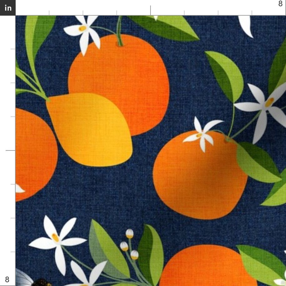 Oranges Fabric Oranges Lemons And Bees Socal Evenings By Etsy