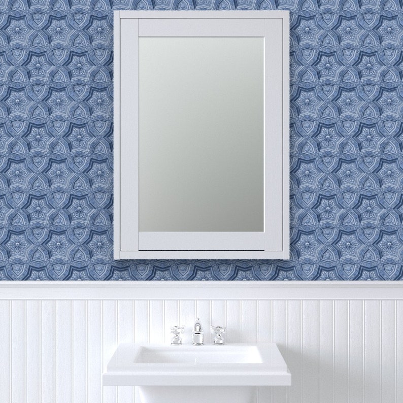 Vintage Blue Wallpaper 1888 Renaissance by adrienne_donovan_design Renaissance Hexagon Removable Peel and Stick Wallpaper by Spoonflower image 8