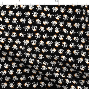 Halloween Fabric - Velusa Skullie Orange Bows By Creativetaylor - Halloween Skulls Orange Bow Cotton Fabric By The Yard With Spoonflower