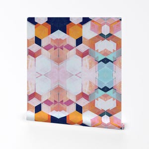 Geometric Wallpaper - Modern Bauhaus-Inspired Abstract Oil By Micklyn - Custom Printed Removable Self Adhesive Wallpaper Roll by Spoonflower