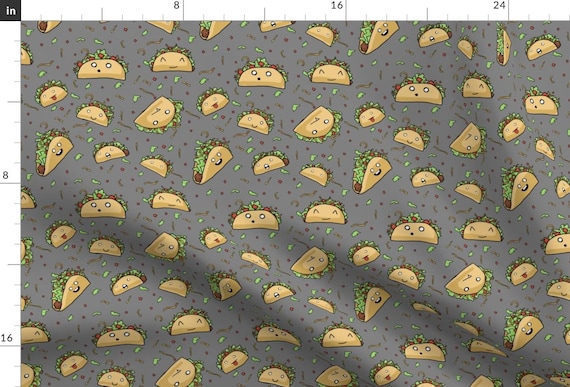 Novelty Fabric - Party Tacos by amber_morgan - Food Tacos Cute Confetti Cheese Lettuce Tomato Mexican Food Fabric by the Yard by Spoonflower