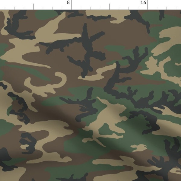 Standard Woodland Camo Fabric - Woodland Camo By Ricraynor - Green Brown and Black Camouflage Cotton Fabric By The Yard With Spoonflower