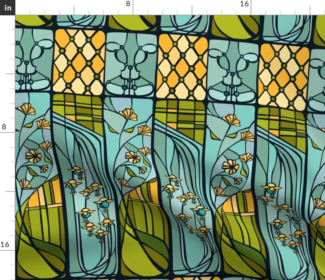 Window Fabric Stained Glass Windows By Ceciliamok Window Etsy