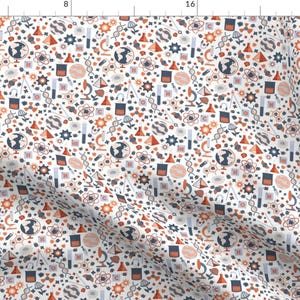 Medical Science Orange Blue Fabric - Science Matters Small Scale By Kylielouise - Medical Science Cotton Fabric By The Yard With Spoonflower